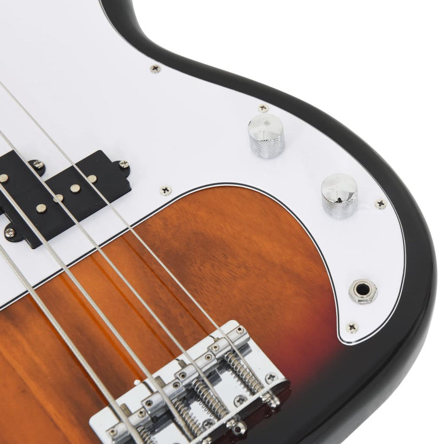 Basgitaar Voor Beginners Elektrisch Met Tas 4/4 46" Bruin en wit