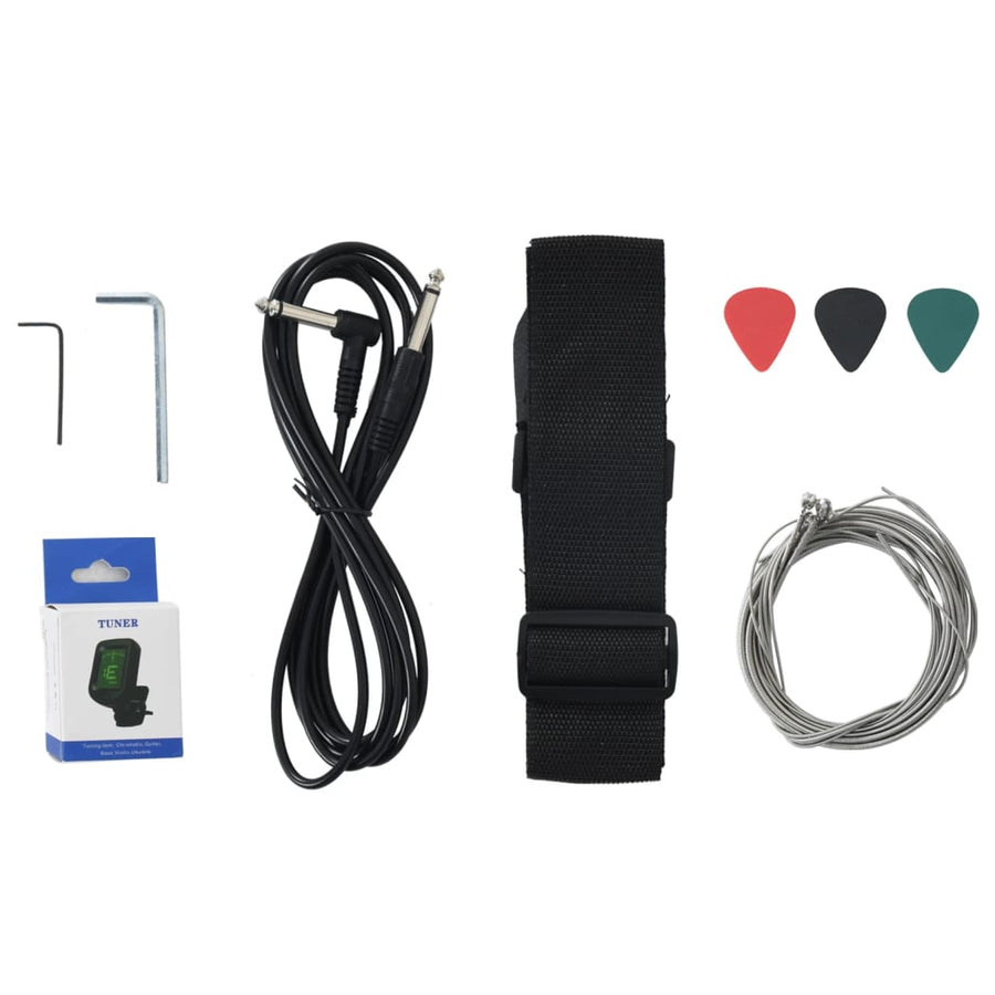 Basgitaar Voor Beginners Elektrisch Met Tas 4/4 46" Bruin en wit