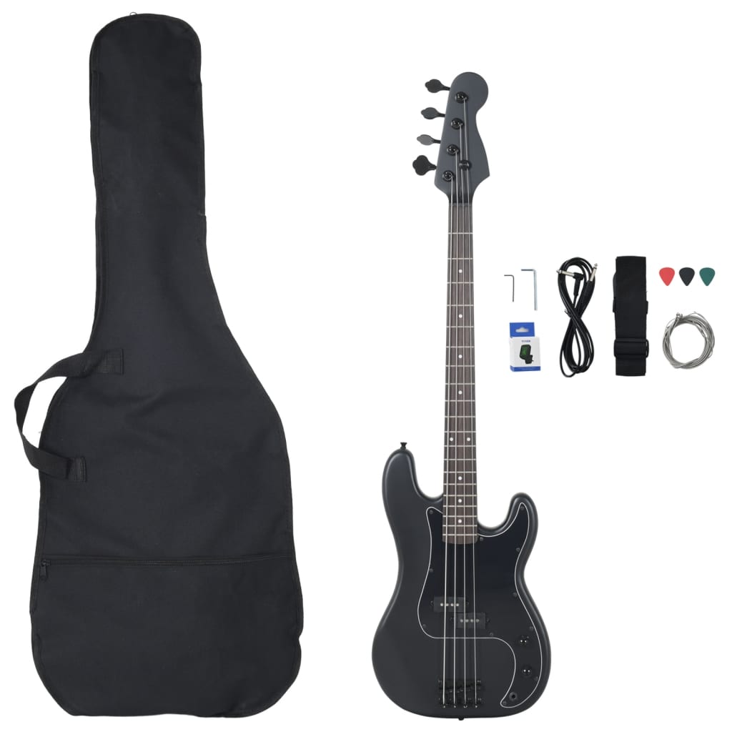 Basgitaar voor beginners elektrisch met tas 4/4 46" zwart