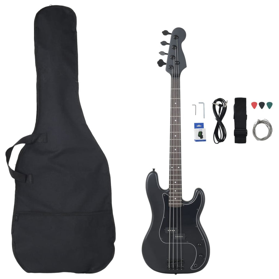 Basgitaar voor beginners elektrisch met tas 4/4 46" zwart