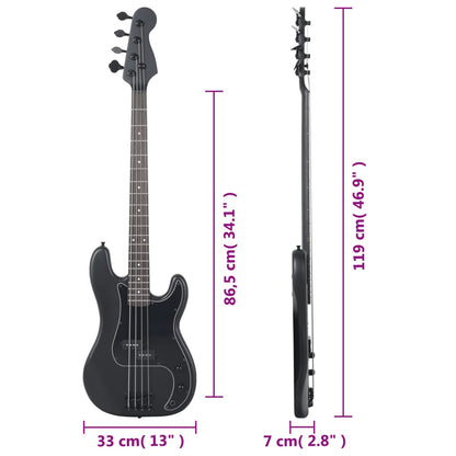 Basgitaar voor beginners elektrisch met tas 4/4 46" zwart