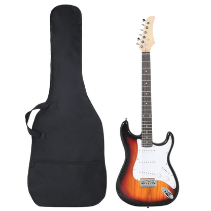 Gitaar Voor Beginners Elektrisch Met Tas 4/4 39" Bruin en wit