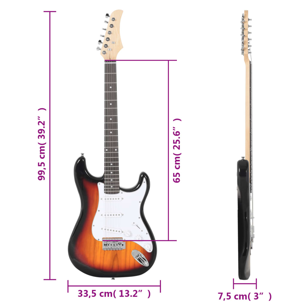 Gitaar Voor Beginners Elektrisch Met Tas 4/4 39" Bruin en wit