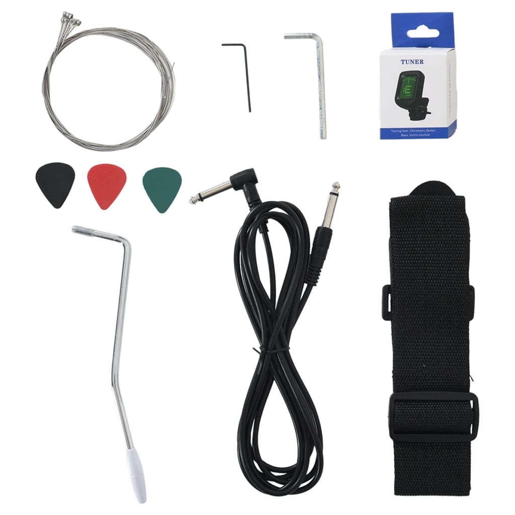 Gitaar Voor Beginners Elektrisch Met Tas 4/4 39" Bruin en wit