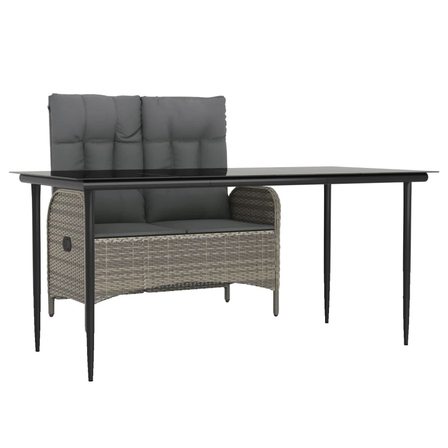 2-Delige Tuinset Met Kussens Poly Rattan Grijs 160 cm tafellengte Bank + Tafel