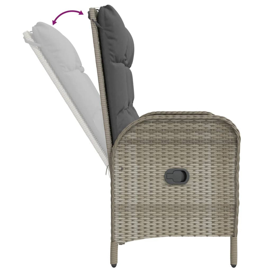 2-Delige Tuinset Met Kussens Poly Rattan Grijs 160 cm tafellengte Bank + Tafel