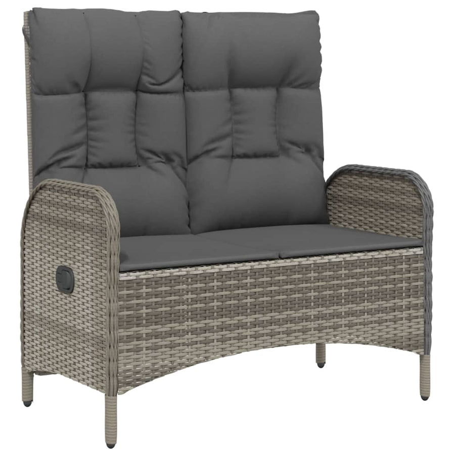 4-Delige Tuinset Met Kussens Poly Rattan Grijs 160 cm tafellengte Bank + 2x stoel + Tafel