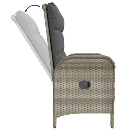 4-Delige Tuinset Met Kussens Poly Rattan Grijs 160 cm tafellengte Bank + 2x stoel + Tafel