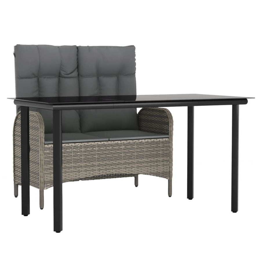 2-Delige Tuinset Met Kussens Poly Rattan Grijs 140 cm tafellengte Bank + Tafel