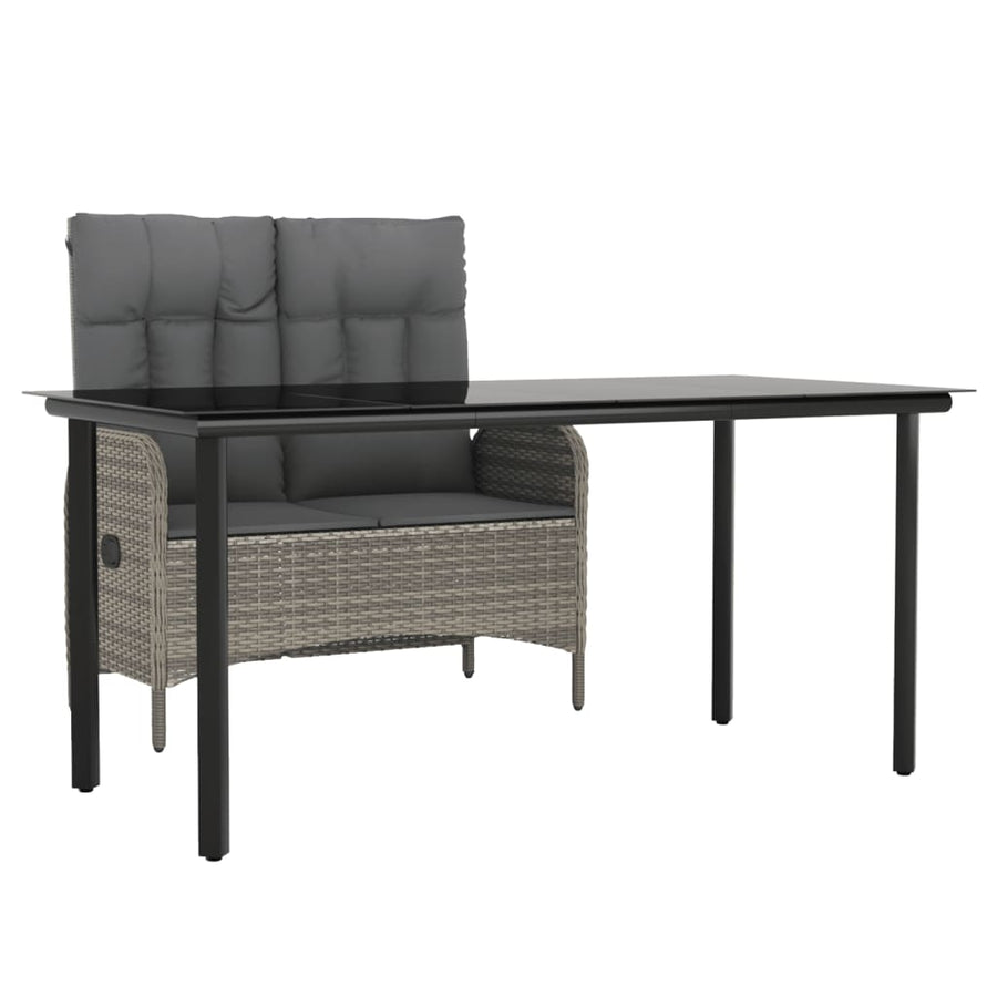 2-Delige Tuinset Met Kussens Poly Rattan Grijs 160 cm tafellengte Bank + Tafel