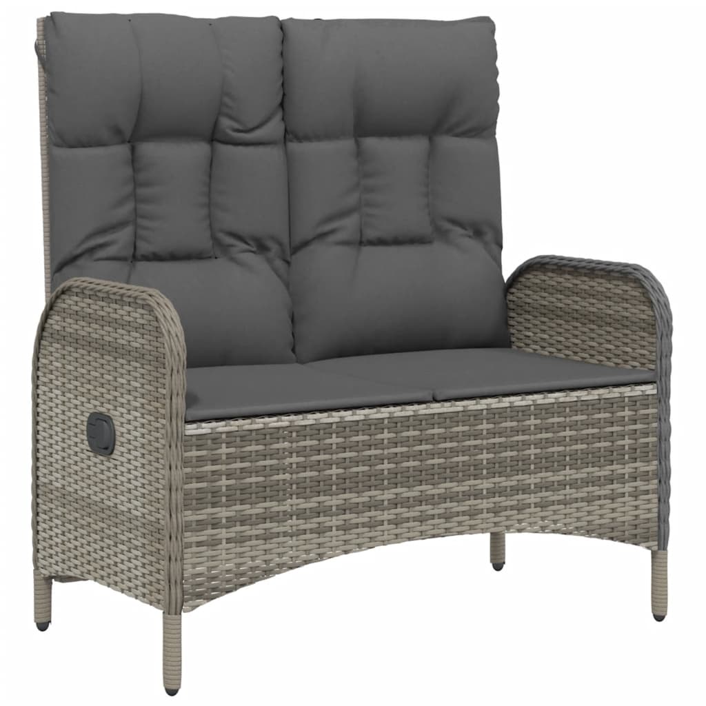 2-Delige Tuinset Met Kussens Poly Rattan Grijs 160 cm tafellengte Bank + Tafel