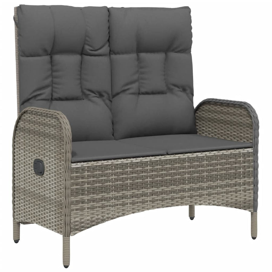 2-Delige Tuinset Met Kussens Poly Rattan Grijs 160 cm tafellengte Bank + Tafel