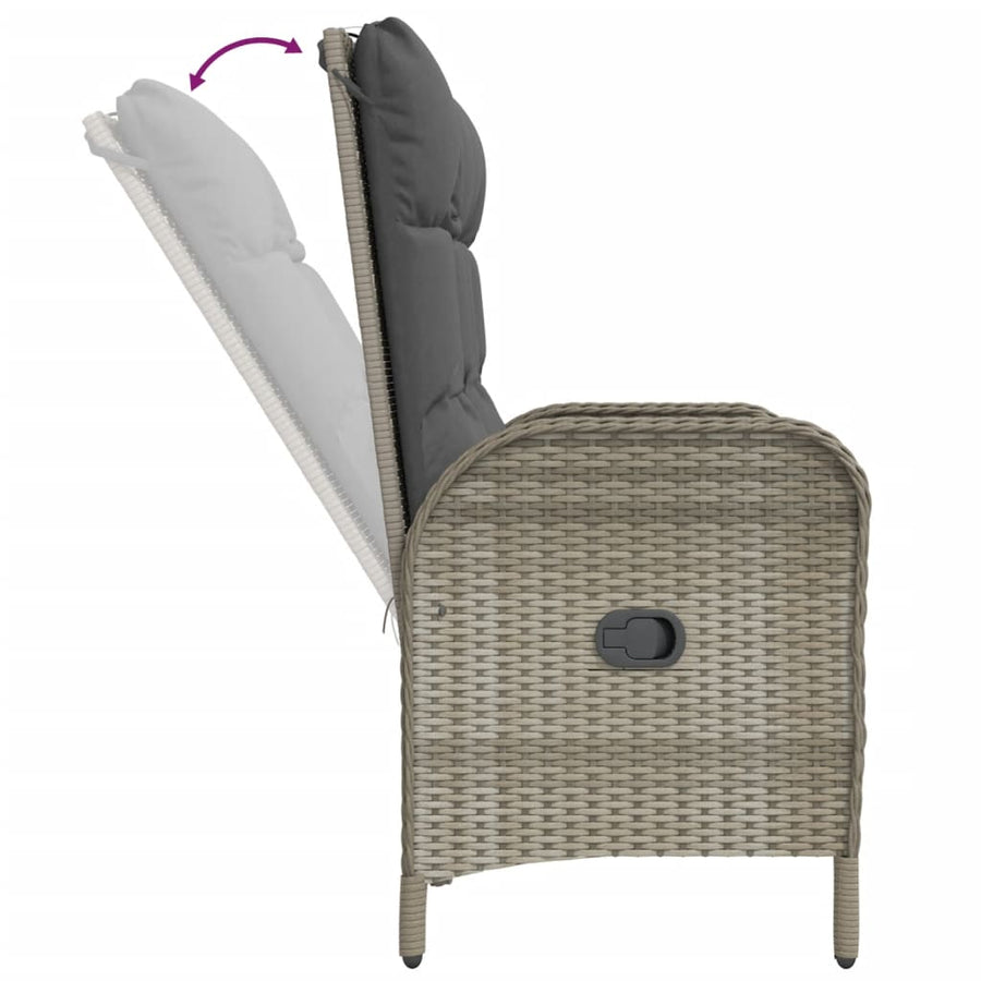 2-Delige Tuinset Met Kussens Poly Rattan Grijs 160 cm tafellengte Bank + Tafel