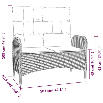 2-Delige Tuinset Met Kussens Poly Rattan Grijs 160 cm tafellengte Bank + Tafel