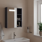 Bathroom cabinet with mirror and LED 45x13x52 cm grey