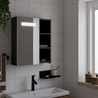 Bathroom cabinet with mirror and LED 45x13x52 cm black