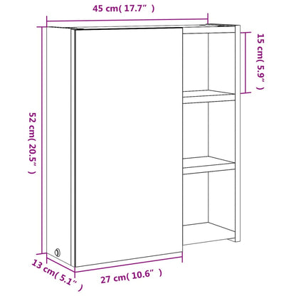 Badkamerkast Met Spiegel En Led Kleurig 45 x 13 x 52 cm Eiken