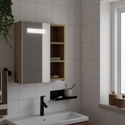 Badkamerkast met spiegel en LED 45x13x52 cm eiken