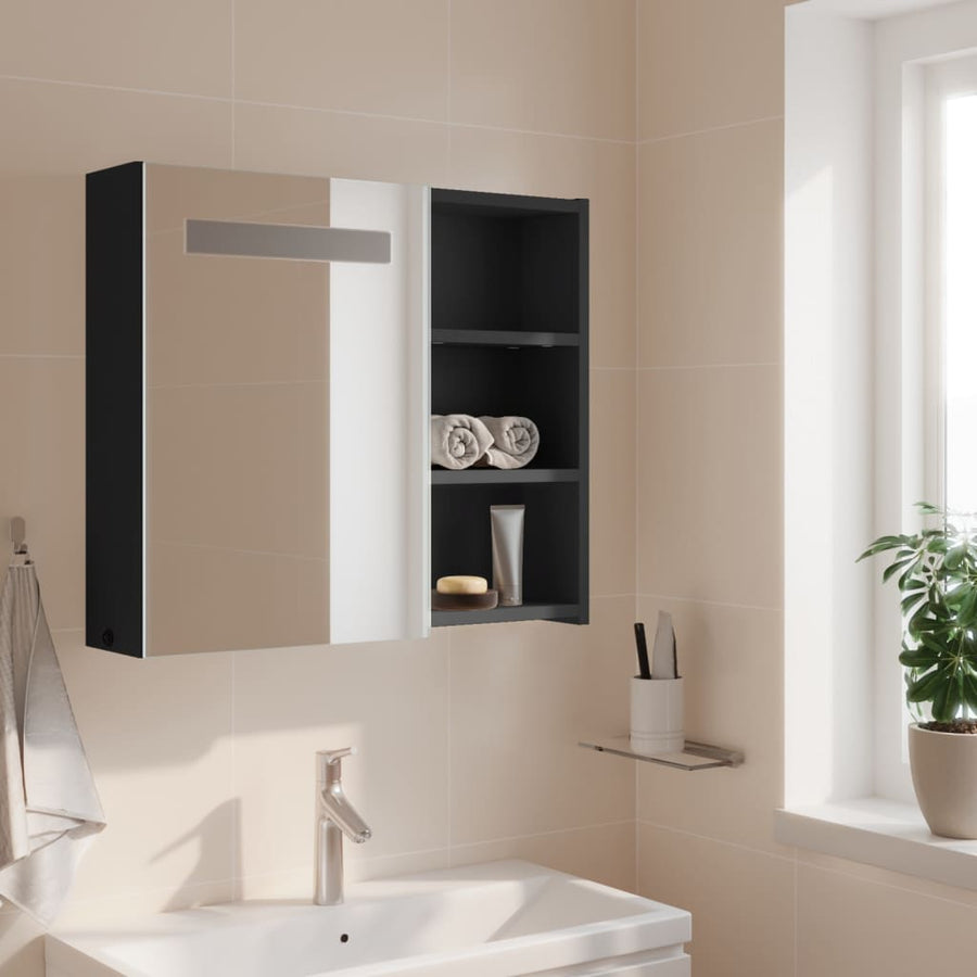 Badkamerkast Met Spiegel En Led 60 x 13 x 52 cm Grijs