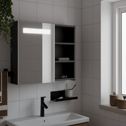 Badkamerkast Met Spiegel En Led 60 x 13 x 52 cm Zwart