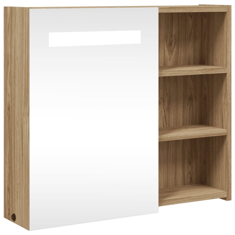 Badkamerkast Met Spiegel En Led Kleurig 60 x 13 x 52 cm Eiken