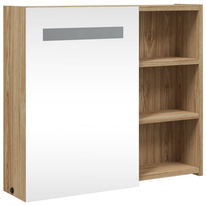 Badkamerkast Met Spiegel En Led Kleurig 60 x 13 x 52 cm Eiken