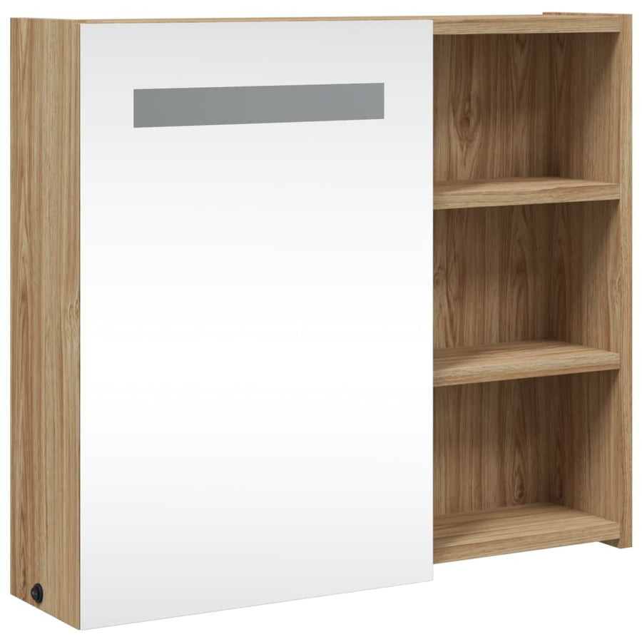 Badkamerkast Met Spiegel En Led Kleurig 60 x 13 x 52 cm Eiken