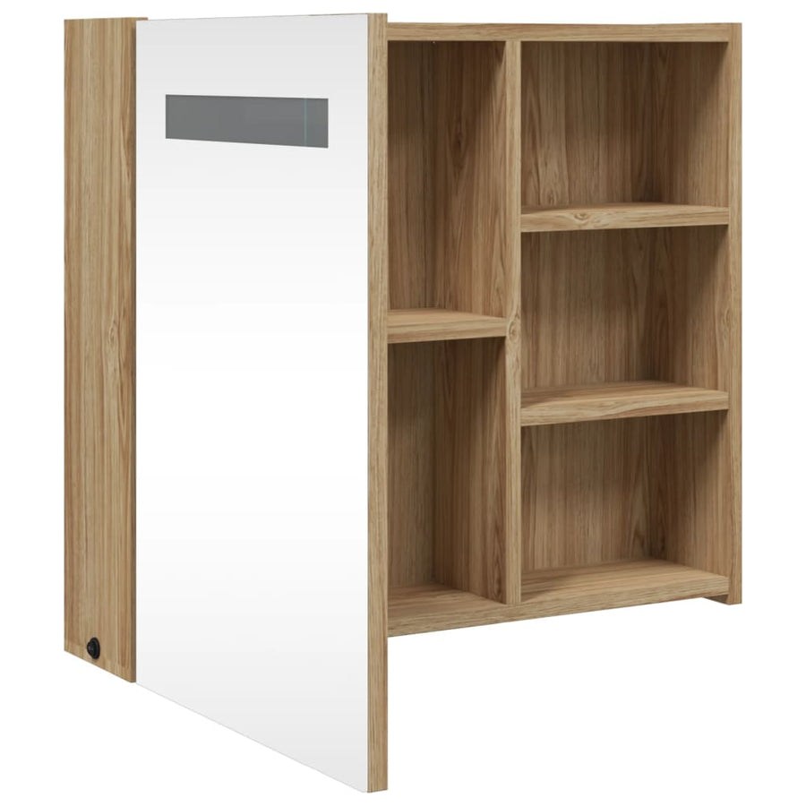 Badkamerkast Met Spiegel En Led Kleurig 60 x 13 x 52 cm Eiken