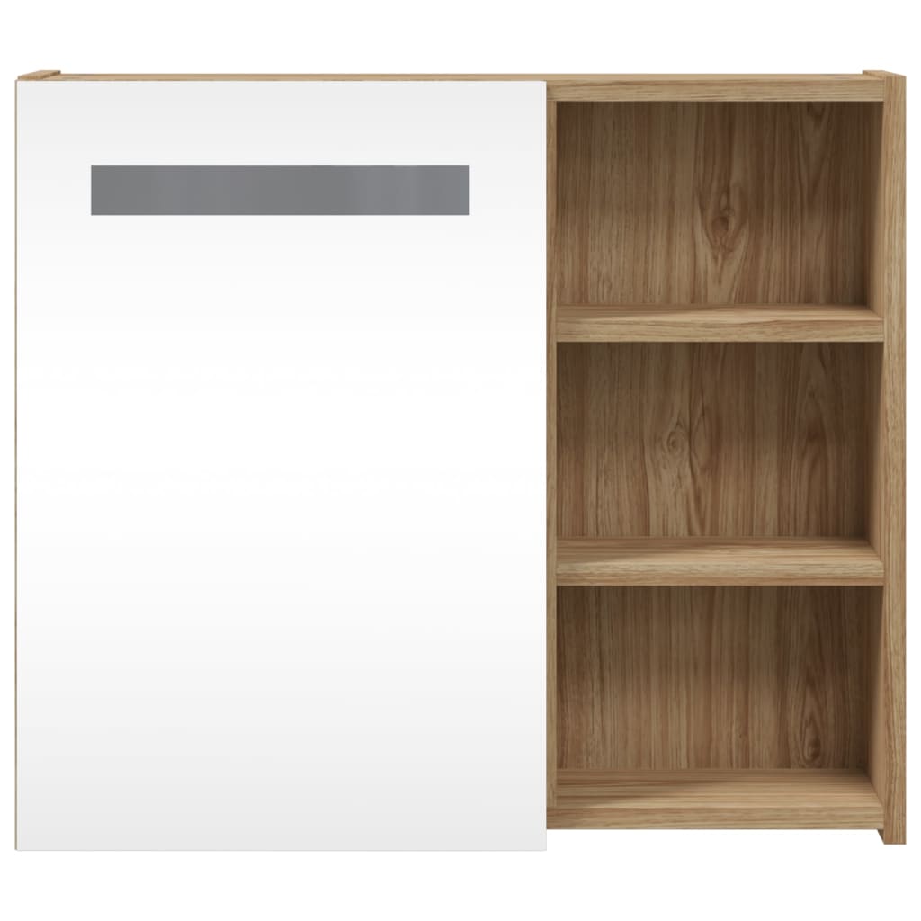 Badkamerkast Met Spiegel En Led Kleurig 60 x 13 x 52 cm Eiken