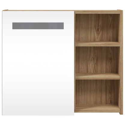 Badkamerkast Met Spiegel En Led Kleurig 60 x 13 x 52 cm Eiken