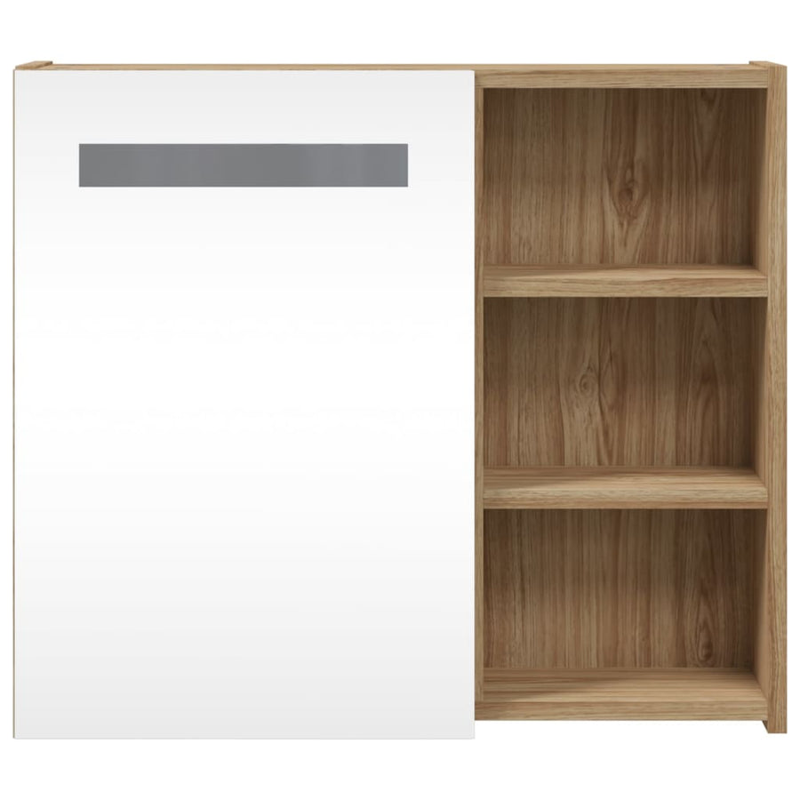 Badkamerkast Met Spiegel En Led Kleurig 60 x 13 x 52 cm Eiken