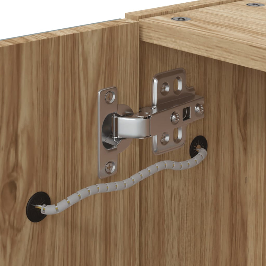 Badkamerkast Met Spiegel En Led Kleurig 60 x 13 x 52 cm Eiken