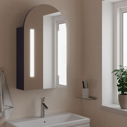Badkamerkast Met Spiegel En Led Gebogen 42X3X70 Cm Grijs