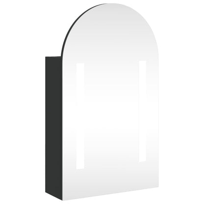 Badkamerkast Met Spiegel En Led Gebogen 42X3X70 Cm Zwart