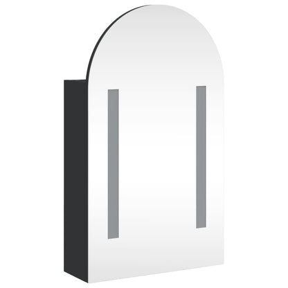 Badkamerkast Met Spiegel En Led Gebogen 42X3X70 Cm Zwart