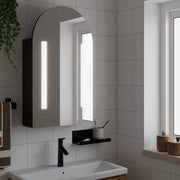 Badkamerkast 42x13x70 cm zwart met spiegel en LED