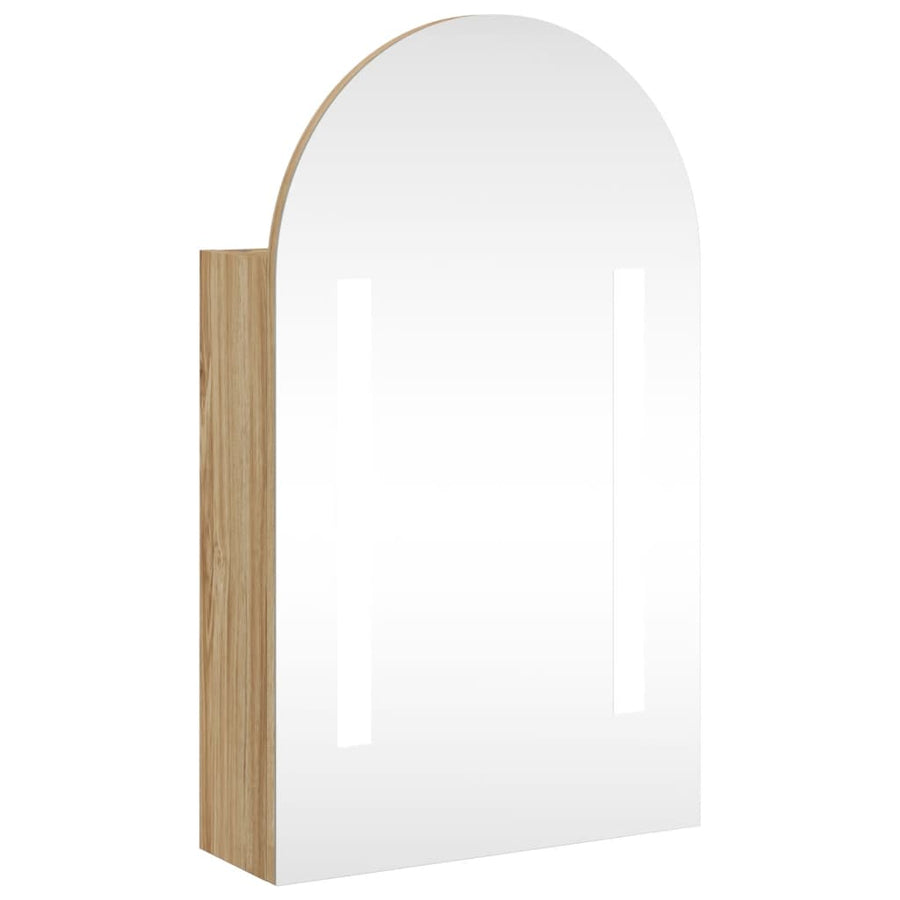 Badkamerkast Met Spiegel En Led Gebogen 42X3X70 Cm Kleur Eiken