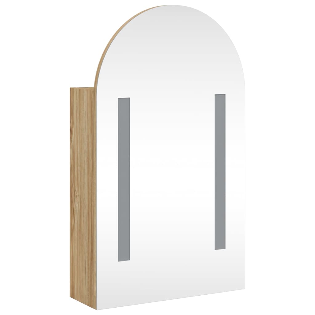 Badkamerkast Met Spiegel En Led Gebogen 42X3X70 Cm Kleur Eiken