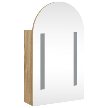 Badkamerkast Met Spiegel En Led Gebogen 42X3X70 Cm Kleur Eiken