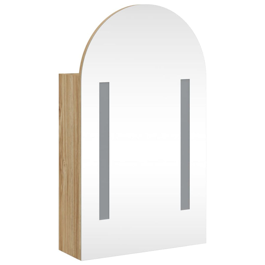 Badkamerkast Met Spiegel En Led Gebogen 42X3X70 Cm Kleur Eiken