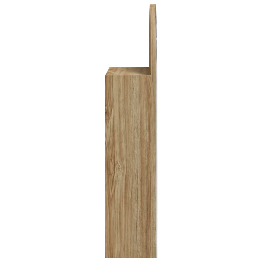 Badkamerkast Met Spiegel En Led Gebogen 42X3X70 Cm Kleur Eiken