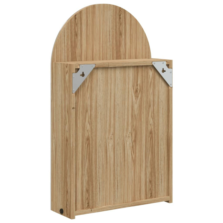 Badkamerkast Met Spiegel En Led Gebogen 42X3X70 Cm Kleur Eiken