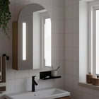 Bathroom cabinet with mirror and curved LED 42x13x70 cm oak colour