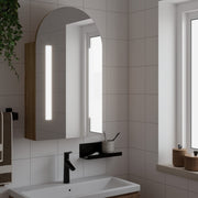 Badkamerkast 42x13x70 cm eikenkleur met spiegel en LED