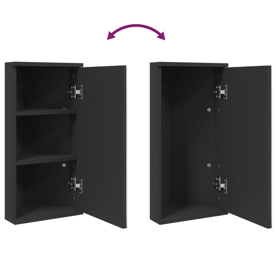 Badkamerkast Met Spiegel 30X24X60 Cm Zwart