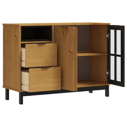 Dressoir Met Glazen Deuren Flam 110X40X80 Cm Massief Grenenhout