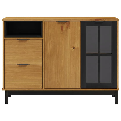Dressoir Met Glazen Deuren Flam 110X40X80 Cm Massief Grenenhout
