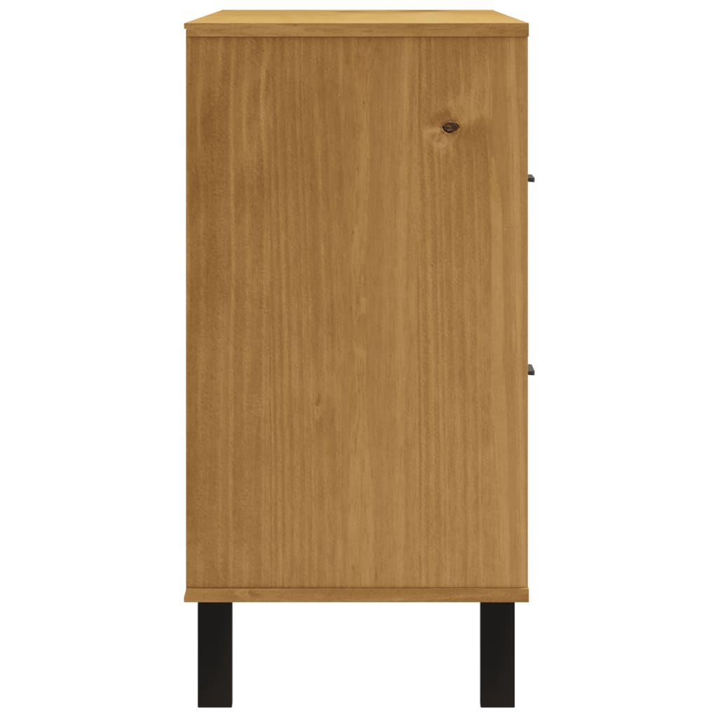 Dressoir Met Glazen Deuren Flam 110X40X80 Cm Massief Grenenhout