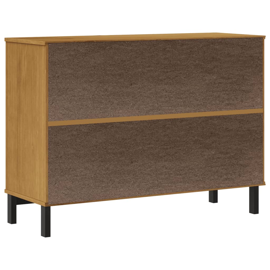 Dressoir Met Glazen Deuren Flam 110X40X80 Cm Massief Grenenhout