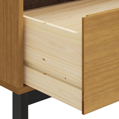 Dressoir Met Glazen Deuren Flam 110X40X80 Cm Massief Grenenhout